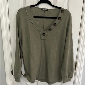 Olive Button-Detail Women's Top